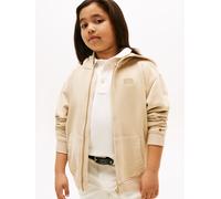 Kapuzensweatjacke TOMMY HILFIGER "TONAL FLAG EMB ZIP HOODIE", Jungen, Gr. 12 (152), gold (gentle gold), Sweatware, Obermaterial: 100% Baumwolle, unifarben, regular fit hüftlang, Rundhals, Bündchen, Sw