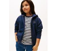 Kapuzensweatjacke TOMMY HILFIGER "TONAL FLAG EMB ZIP HOODIE", Jungen, Gr. 14 (164), blau (schwarz night navy), Sweatware, Obermaterial: 100% Baumwolle, unifarben, regular fit hüftlang, Rundhals, Bündc