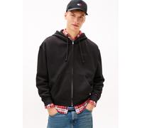 Kapuzensweatjacke TOMMY JEANS "TJM 90S SCRIPT RIB FLEECE", Herren, Gr. XL, schwarz, Sweatware, Obermaterial: 80% Baumwolle, 20% Polyester, normal normal, Bündchen, Sweatjacken (43459238-XL) schwarz