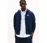 Kapuzensweatjacke TOMMY JEANS "TJM CRP NEW CLASSICS ZIP THR", Herren, Gr. M, blau (schwarz night navy), Sweatware, Obermaterial: 100% Baumwolle, unifarben, regular fit normal, Rundhals, eingesetzt Bün