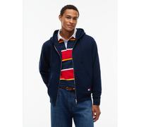 Kapuzensweatjacke TOMMY JEANS "TJM RELAXED NEW CLASSICS FULL ZIP", Herren, Gr. S, blau (dunkelblau), Sweatware, Obermaterial: 73% Baumwolle, 27% Polyester, relaxed fit normal, Rippbündchen, Sweatjacke