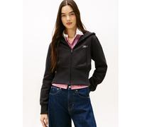 Kapuzensweatjacke TOMMY JEANS "TJW REG SILVER SCRIPT ZIP THRU", Damen, Gr. XL (42), schwarz, Sweatware, Obermaterial: 80% Baumwolle, 20% Polyester, unifarben, regular fit, Rippbündchen, Sweatjacken (3