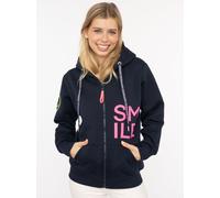 Kapuzensweatjacke ZWILLINGSHERZ "Alissa", Damen, Gr. S/M, marine, Sweatware, Obermaterial: 50% Baumwolle, 50% Polyester, bedruckt, bestickt, unifarben, hüftbedeckend, ohne Ausschnitt, Rippbündchen, Sw