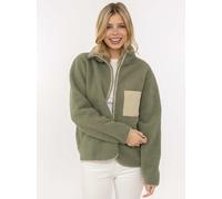 Kapuzensweatjacke ZWILLINGSHERZ "Classic", Damen, Gr. L, salbei, Fleece, Obermaterial: 100% Polyester, Sweatjacken, kuscheliges Teddy-Fleece, Kontrastdetails, Brutstasche, Stehkragen (48050002-L) salb