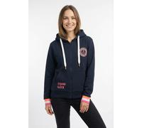 Kapuzensweatjacke ZWILLINGSHERZ, Damen, Gr. L/XL (L/XL), blau (navy), Sweatware, Obermaterial: 50% Baumwolle, 50% Polyester, comfort fit hüftbedeckend, V-Ausschnitt, Sweatjacken, Regular-Fit, Kapuze,