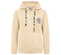 Kapuzensweatjacke ZWILLINGSHERZ, Damen, Gr. S/M, beige, Sweatware, Obermaterial: 50% Baumwolle, 50% Polyester, normal hüftlang, hoch geschlossener Ausschnitt, Bündchen, Sweatjacken, Leo-Details, Langa