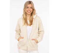 Kapuzensweatjacke ZWILLINGSHERZ, Damen, Gr. S/M, beige, Sweatware, Obermaterial: 50% Baumwolle, 50% Polyester, gestreift, hüftbedeckend, ohne Ausschnitt, Sweatjacken, Streifen, Kapuze, Reißverschluss,