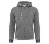 Kapuzensweatjacke ZWILLINGSHERZ ""Küste Meer Moin"", Damen, Gr. M, grau (dunkelgrau), angeraute Sweatware, Obermaterial: 50% Baumwolle, 50% Polyester, modisch, Sweatjacken, mit Zipper großer Stickerei