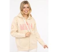 Kapuzensweatjacke ZWILLINGSHERZ "Maritim", Damen, Gr. S/M, beige, angeraute Sweatware, Obermaterial: 50% Baumwolle, 50% Polyester, Sweatjacken, mit gesticktem MOIN und Anker Logo und Reißverschluss (3