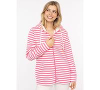 Kapuzensweatjacke ZWILLINGSHERZ ""Streifen Strandglück"", Damen, Gr. S/M, rosa (pink), angeraute Sweatware, Obermaterial: 50% Baumwolle, 50% Polyester, Sweatjacken Kapuzensweatjacke, gestreifte Hoodie