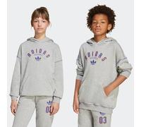 Kapuzensweatshirt ADIDAS ORIGINALS "LOGO PLAY HOODIE KIDS", Mädchen, Gr. 170, grau (medium grau heather), Obermaterial: 70% Baumwolle, 30% Polyester, normal, Rundhals, angesetztes Bündchen, Sweatshirt