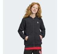 Kapuzensweatshirt ADIDAS ORIGINALS "LOOSE FULL ZIP AUS FLEECE", Mädchen, Gr. 128, schwarz, Obermaterial: 70% Baumwolle, 30% Polyester, angesetztes Bündchen, Sweatshirts (64669165-128) schwarz