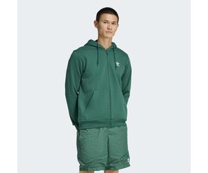 Kapuzensweatshirt ADIDAS ORIGINALS "TREFOIL ESSENTIALS", Herren, Gr. S, collegiate grün, Obermaterial: 70% Baumwolle, 30% Polyester, angesetztes Bündchen, Sweatshirts, Full Zip Hoddie, Kapuzenpullover