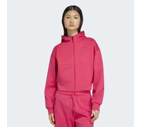 Kapuzensweatshirt ADIDAS SPORTSWEAR "ADIDAS Z.N.E. CROPPED FULL ZIP", Damen, Gr. S, pink (power pink), Obermaterial: 57% Polyester, 43% Baumwolle, normal, Rundhals, angesetztes Bündchen, Sweatshirts,