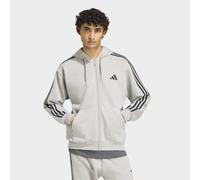 Kapuzensweatshirt ADIDAS SPORTSWEAR "ESSENTIALS 3-STREIFEN FLEECE", Herren, Gr. 3XL, medium grau heather, weiß, Obermaterial: 70% Baumwolle, 30% Polyester, normal, Rundhals, angesetztes Bündchen, Swea