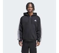 Kapuzensweatshirt ADIDAS SPORTSWEAR "ESSENTIALS 3-STREIFEN FLEECE", Herren, Gr. L, schwarz, weiß, Obermaterial: 70% Baumwolle, 30% Polyester, normal, Rundhals, angesetztes Bündchen, Sweatshirts (40516