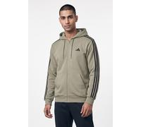 Kapuzensweatshirt ADIDAS SPORTSWEAR "ESSENTIALS 3-STREIFEN FLEECE", Herren, Gr. XL, silber pebble, schwarz, Obermaterial: 70% Baumwolle, 30% Polyester, normal, Rundhals, angesetztes Bündchen, Sweatshi