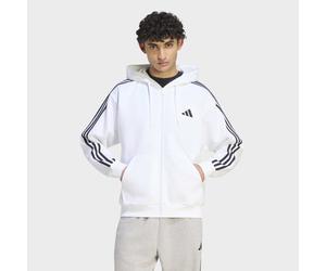 Kapuzensweatshirt ADIDAS SPORTSWEAR "ESSENTIALS 3-STREIFEN FLEECE", Herren, Gr. XXL, weiß, schwarz, Obermaterial: 70% Baumwolle, 30% Polyester, normal, Rundhals, angesetztes Bündchen, Sweatshirts, Top