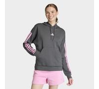 Kapuzensweatshirt ADIDAS SPORTSWEAR "ESSENTIALS 3-STREIFEN FLEECE-HOODIE", Damen, Gr. S, grau (grau six, st tropic bloom), Obermaterial: 55% Baumwolle, 36% Polyester, 9% Viskose, normal, Rundhals, ang