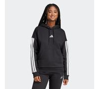 Kapuzensweatshirt ADIDAS SPORTSWEAR "ESSENTIALS 3-STREIFEN FLEECE HOODIE", Damen, Gr. S, weiß (schwarz, weiß), Obermaterial: 55% Baumwolle, 36% Polyester, 9% Viskose, normal, Rundhals, angesetztes Bün