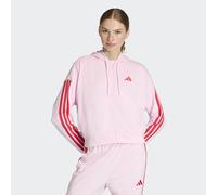 Kapuzensweatshirt ADIDAS SPORTSWEAR "W 3S FT FZ HD", Damen, Gr. L, clear pink, pure ruby, Obermaterial: 55% Baumwolle, 36% Polyester, 9% Viskose, normal, Rundhals, Sweatshirts (58108124-L) clear pink,