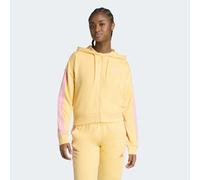 Kapuzensweatshirt ADIDAS SPORTSWEAR "ESSENTIALS 3-STREIFEN FRENCH TERRY", Damen, Gr. XL, gelb (semi ice tangerine, st tropic bloom), Obermaterial: 55% Baumwolle, 36% Polyester, 9% Viskose, normal, Run