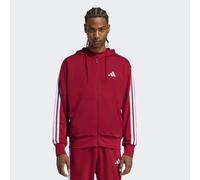 Kapuzensweatshirt ADIDAS SPORTSWEAR "ESSENTIALS 3-STREIFEN FRENCH TERRY", Herren, Gr. L, rot (active maroon, weiß), Obermaterial: 55% Baumwolle, 36% Polyester, 9% Viskose, normal, Rundhals, angesetzte