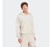 Kapuzensweatshirt ADIDAS SPORTSWEAR "ESSENTIALS 3-STREIFEN FRENCH TERRY", Herren, Gr. M, beige (wonder alumina, weiß), Obermaterial: 55% Baumwolle, 36% Polyester, 9% Viskose, normal, Rundhals, angeset