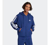 adidas Men's Essential Three Stripes French Terry Fullzip Hoodie, Dark Blue/White, M