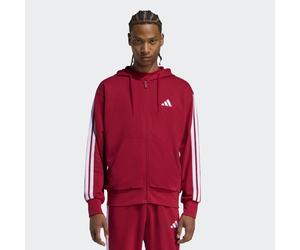 Kapuzensweatshirt ADIDAS SPORTSWEAR "ESSENTIALS 3-STREIFEN FRENCH TERRY", Herren, Gr. M, rot (active maroon, weiß), Obermaterial: 55% Baumwolle, 36% Polyester, 9% Viskose, normal, Rundhals, angesetzte