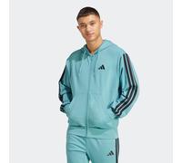 Kapuzensweatshirt ADIDAS SPORTSWEAR "ESSENTIALS 3-STREIFEN FRENCH TERRY", Herren, Gr. M, schwarz (powder teal, schwarz), Obermaterial: 55% Baumwolle, 36% Polyester, 9% Viskose, normal, Rundhals, anges