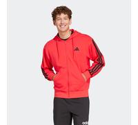 Kapuzensweatshirt ADIDAS SPORTSWEAR "ESSENTIALS 3-STREIFEN FRENCH TERRY", Herren, Gr. XL, pure ruby, schwarz, Obermaterial: 55% Baumwolle, 36% Polyester, 9% Viskose, normal, Rundhals, angesetztes Bünd