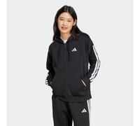 Kapuzensweatshirt ADIDAS SPORTSWEAR "ESSENTIALS 3-STREIFEN FULL-ZIP FLEECE", Damen, Gr. L, schwarz-weiß (schwarz, weiß), Obermaterial: 55% Baumwolle, 36% Polyester, 9% Viskose, angesetztes Bündchen, S