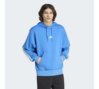 Kapuzensweatshirt ADIDAS SPORTSWEAR "ESSENTIALS 3-STREIFEN HOODIE", Herren, Gr. M, ray blau, sanftes weiß, Obermaterial: 55% Baumwolle, 36% Polyester, 9% Viskose, angesetztes Bündchen, Sweatshirts (35