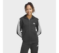 Kapuzensweatshirt ADIDAS SPORTSWEAR "ESSENTIALS FULL ZIP HOODIE", Mädchen, Gr. 140, schwarz, weiß, Obermaterial: 55% Baumwolle, 36% Polyester, 9% Viskose, normal, Rundhals, angesetztes Bündchen, Sweat