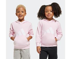 Kapuzensweatshirt ADIDAS SPORTSWEAR "ESSENTIALS KIDS HOODIE", Mädchen, Gr. 116, pink (clear pink, weiß), Obermaterial: 55% Baumwolle, 36% Polyester, 9% Viskose, angesetztes Bündchen, Sweatshirts (3709