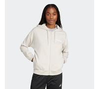 adidas Women's Essentials LINEAR Full Zip French Terry Hoodie, Wonder Alumina/White, M