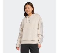 Kapuzensweatshirt ADIDAS SPORTSWEAR "HOLIDAY 3-STREIFEN FLEECE HOODIE", Damen, Gr. S, wonder aluminium, silber metallic, Obermaterial: 55% Baumwolle, 36% Polyester, 9% Viskose, angesetztes Bündchen, S