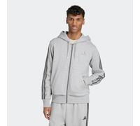 Kapuzensweatshirt ADIDAS SPORTSWEAR "HOLIDAY 3-STREIFEN MIT DURCHGEHENDEM REISSVERSCHLUSS", Herren, Gr. M, grau (medium grau heather), Obermaterial: 70% Baumwolle, 30% Polyester, angesetztes Bündchen,