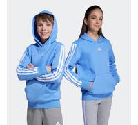 Kapuzensweatshirt ADIDAS SPORTSWEAR "J 3S FL HD 225", Mädchen, Gr. 176, blau (blau fusion, weiß), Obermaterial: 71% Baumwolle, 29% Polyester, Sweatshirts (50295657-176) blau fusion, weiß