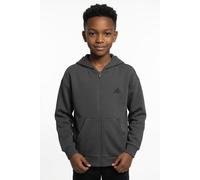Kapuzensweatshirt ADIDAS SPORTSWEAR "J SL FZ HD 220", Jungen, Gr. 128, grau (grau six, schwarz), Obermaterial: 52% Baumwolle, 48% Polyester, normal, Rundhals, angesetztes Bündchen, Sweatshirts, für Ki