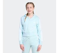 Kapuzensweatshirt ADIDAS SPORTSWEAR "JG 3S FT FZ CRO", Mädchen, Gr. 140, grün (halo mint, weiß), Obermaterial: 70% Baumwolle, 30% Polyester, Sweatshirts (53272907-140) halo mint, weiß