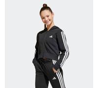 Kapuzensweatshirt ADIDAS SPORTSWEAR "JG 3S FT FZ CRO", Kinder, Gr. 170, schwarz-weiß (schwarz, weiß), Obermaterial: 70% Baumwolle, 30% Polyester, sportlich, Sweatshirts (42015361-170) schwarz, weiß