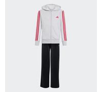 Kapuzensweatshirt ADIDAS SPORTSWEAR "JG 3S FZ HD 280", Mädchen, Gr. 164, grau (light grau heather, power pink), Obermaterial: 55% Baumwolle, 36% Polyester, 9% Viskose, normal, Rundhals, angesetztes Bü