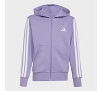 Kapuzensweatshirt ADIDAS SPORTSWEAR "JG 3S FZ HD 280", Mädchen, Gr. 164, lila (magic lila, weiß), Obermaterial: 55% Baumwolle, 36% Polyester, 9% Viskose, normal, Rundhals, angesetztes Bündchen, Sweats