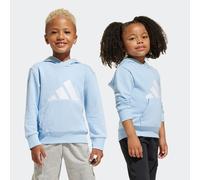 Kapuzensweatshirt ADIDAS SPORTSWEAR "LK BL FT HD", Mädchen, Gr. 110, blau (glow blau, weiß), Obermaterial: 55% Baumwolle, 36% Polyester, 9% Viskose, angesetztes Bündchen, Sweatshirts (79552667-110) gl