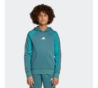Kapuzensweatshirt ADIDAS SPORTSWEAR "SEASONAL ESSENTIALS COLORBLOCK KIDS HOODIE", Mädchen, Gr. 164, weiß (preloved teal, pure teal, weiß), Obermaterial: 55% Baumwolle, 36% Polyester, 9% Viskose, anges