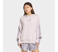Kapuzensweatshirt ADIDAS SPORTSWEAR "SEASONAL ESSENTIALS FRENCH TERRY HOODIE, LEOPARDENPRINT, 3-STREIFEN", Damen, Gr. L, ice lila, multicolor, Obermaterial: 55% Baumwolle, 36% Polyester, 9% Viskose, a