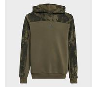 Kapuzensweatshirt ADIDAS SPORTSWEAR "SEASONAL ESSENTIALS KIDS HOODIE, CAMOUFLAGE, FRENCH TERRY", Jungen, Gr. 116, grün (olive strata, jungle ink), Obermaterial: 55% Baumwolle, 36% Polyester, 9% Viskos