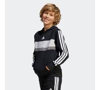 Kapuzensweatshirt ADIDAS SPORTSWEAR "SEASONAL ESSENTIALS TIBERIO 3-STREIFEN KIDS HOODIE", Mädchen, Gr. 176, schwarz-weiß (schwarz, weiß, grau two), Obermaterial: 70% Baumwolle, 30% Polyester, normal,